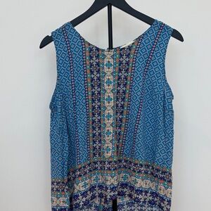 Cynthia Rowley Blue Patterned Sleeveless Tank Top